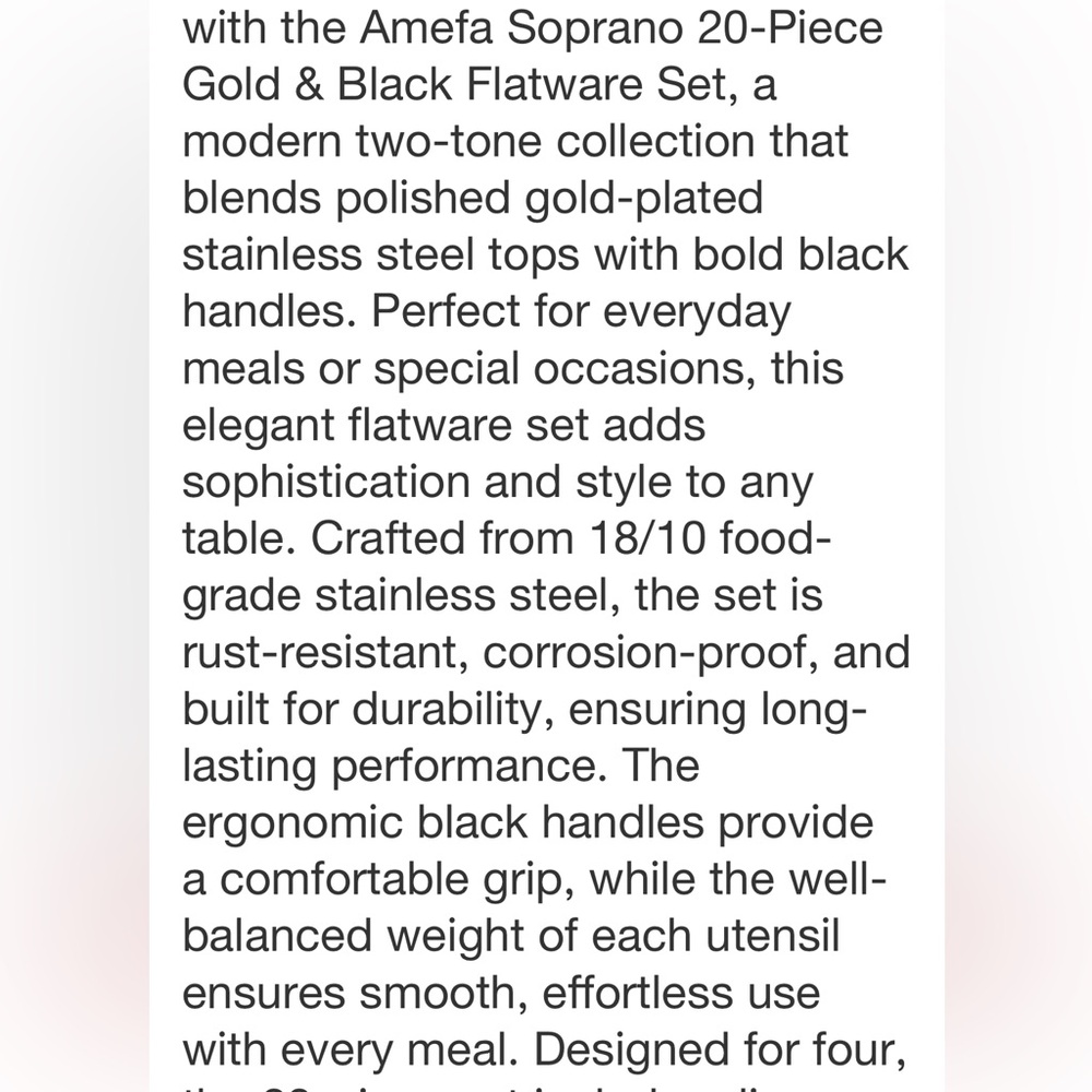 AMEFA NWT soprano 20pc flatware set for 4 -stainless steel -rust resistant - Picture 10 of 13